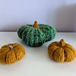 Handmade Fall Pumpkins & Autumn Gourds Cozy Autumn Handknit Seasonal Decor